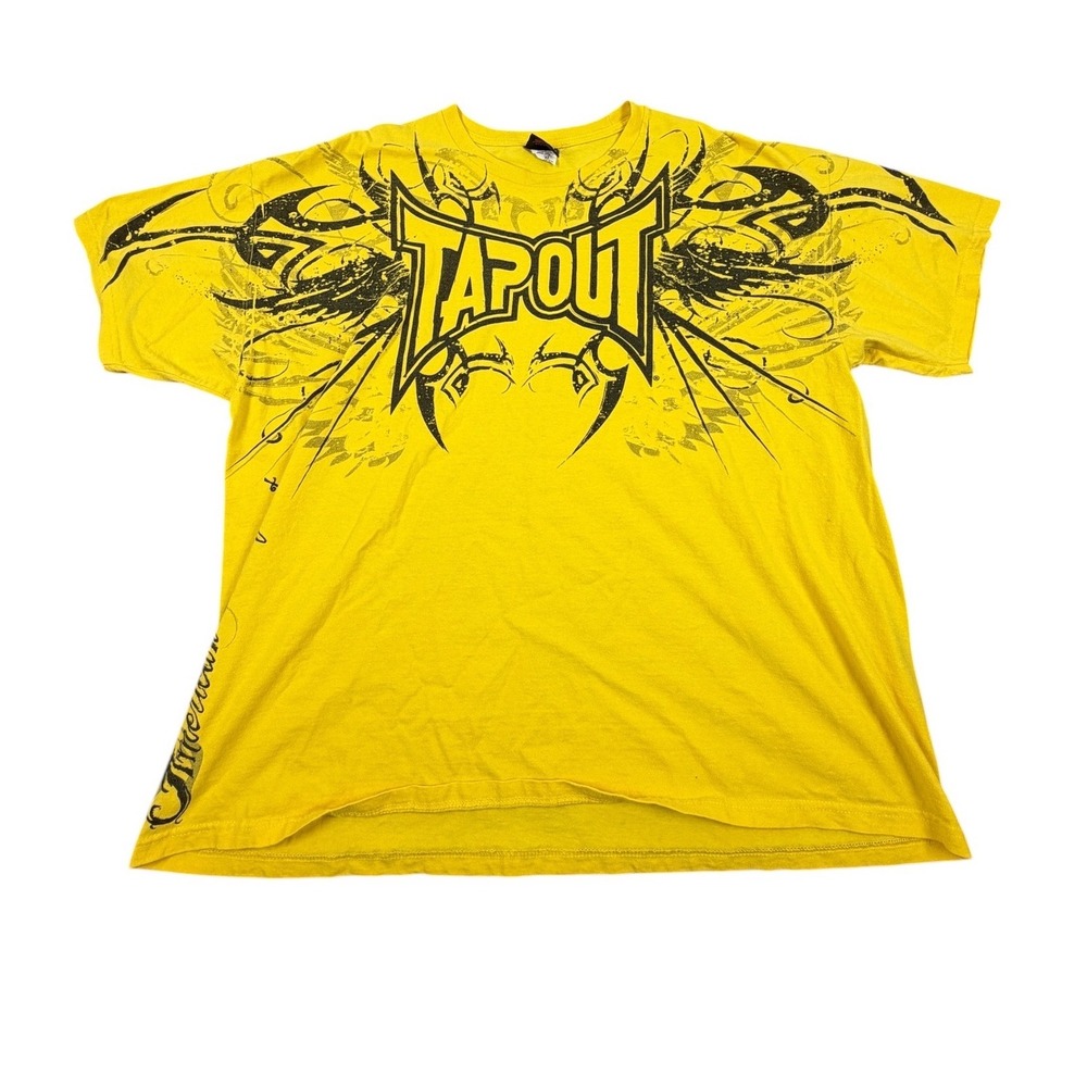 Vintage Tapout T Shirt Mens Yellow Graphic MMA Size XXL - Picture 1 of 8
